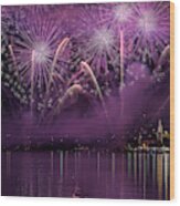 Fireworks Lake Pusiano Wood Print