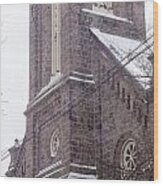 First Baptist In Snow Wood Print