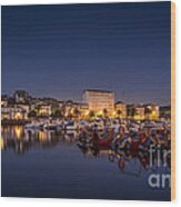 Fishing Port Of Ferrol By Night Galicia Spain Wood Print
