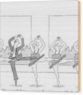 Five Executives Are Doing Ballet In The Office Wood Print