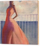 Flamenco Dancer Waving Scarf Wood Print