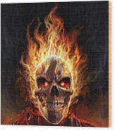 Flaming Skull Wood Print