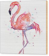 Flamingo Watercolor Wood Print