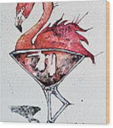 Flamingotini Wood Print