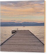 Flathead Lake Sunset Wood Print