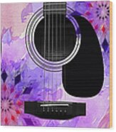 Floral Abstract Guitar 18 Wood Print