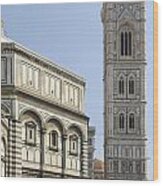 Florence Bell Tower And Duomo Piazza Wood Print