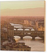 Florence City During Golden Sunset Wood Print