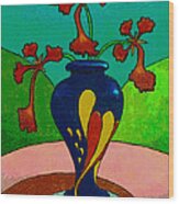 Flores De Flamboyan En Una Jarra Multicolor Wood Print