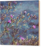 Flowers In Pink And Blue Wood Print