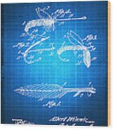 Fly Fishing Bait Patent Blueprint Drawing Wood Print