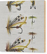 Fly Fishing Flies Wood Print