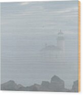 Foggy Oregon Lighthouse Wood Print