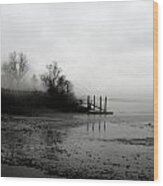 Foggy Pier In January Wood Print