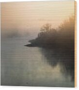 Foggy Sunrise Wood Print