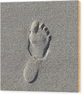 Footprint In The Sand Wood Print
