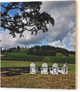 Four Chairs In The Vineyard 19077 Wood Print
