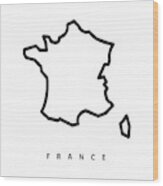 France Map Illustration Wood Print