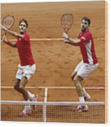 France V Switzerland - Davis Cup World Group Final: Day Two Wood Print