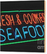 Fresh And Cooked Seafood Wood Print