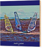 Friends Windsurfing Wood Print