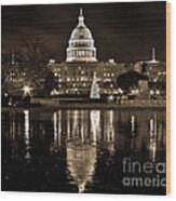 Frozen Reflections On Capitol Hill Wood Print