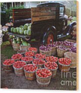 Fruit And Vegetable Stand Truck Wood Print