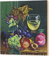 Fruit And Wine Wood Print