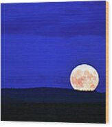 Full Moon Over Horizon Wood Print