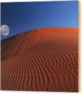 Full Moon Over Red Dunes Wood Print