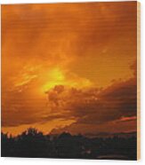 Furious Clouds At Sunset Wood Print