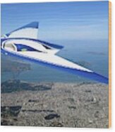 Future Flying Wing Aircraft Wood Print