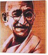 Gandhiji Fiery Wood Print