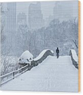 Gapstow Bridge Central Park Snowstorm Wood Print