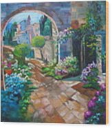 Garden Courtyard Wood Print