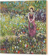 Garden Girl Wood Print