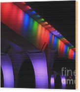 Gay Pride Rainbow Lights On 35w Bridge Wood Print