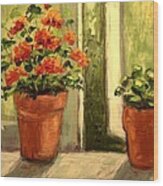Geraniums In The Window Paint Along With Nancy Pbs Wood Print
