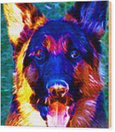 German Shepard - Electric Wood Print