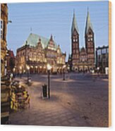 Germany, Bremen,  View Of Town Hall At Wood Print