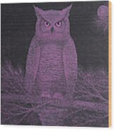Get Pinked Great Horned Owl Wood Print