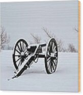 Gettysburg Cannon In Winter Wood Print