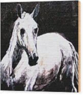 Ghost Horse Modern Painting Wood Print