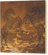 Ghost Horses At Sunset Wood Print