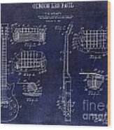 Gibson Les Paul Patent Drawing Blue Wood Print