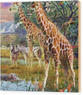 Giraffes Wood Print