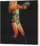 Girl With Ray Gun Wood Print