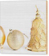 Gold Baubles Wood Print