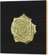 Gold Rose On A Black Background Wood Print