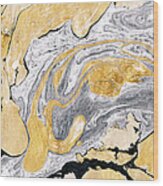 Golden And Silver Marble Background Wood Print